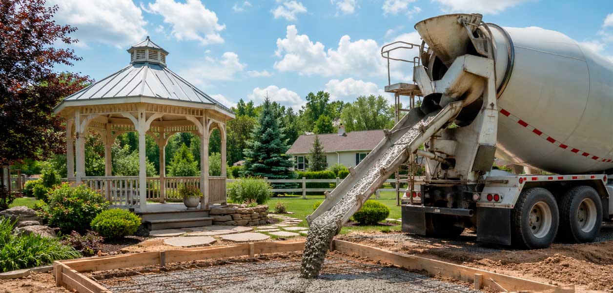 Состав бетона для беседки из цемента, песка, воды и крупного заполнителя